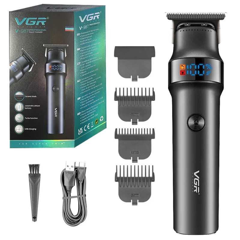 VGR-987 Professional Hair Trimmer For Men Facial Body Beard Hair Clipper Electric Rechargeable Haircut Machine Barber