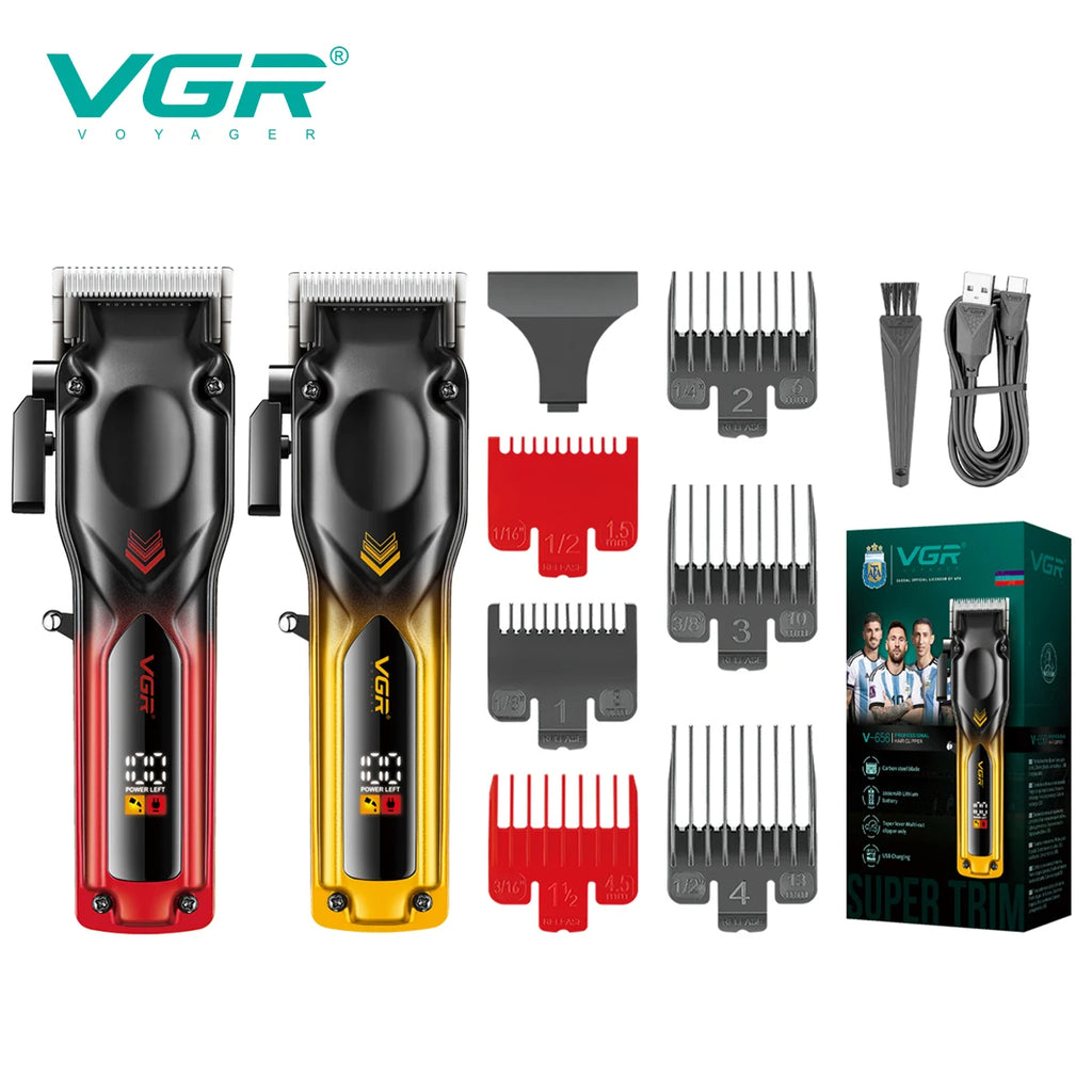 VGR V-656 hair clipper gradient color body high-end hair trimmer intelligent LCD digital display high-speed electric push shear V 656