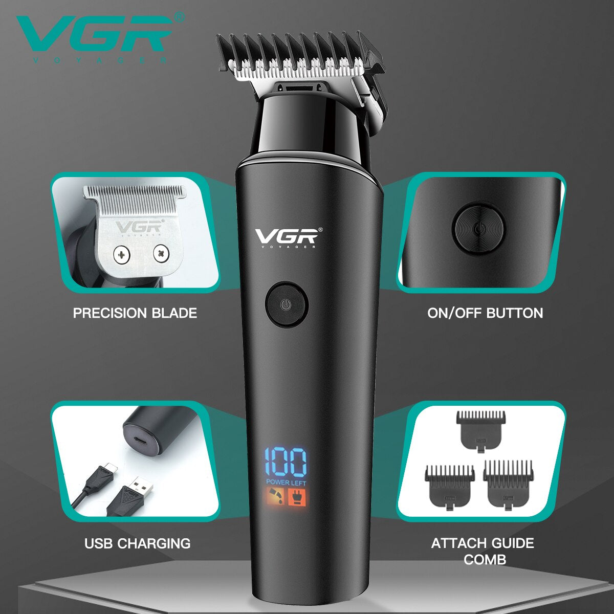 Original VGR V-937 Professional Electric Hair Trimmer Cordless Beard & Hair Clipper For Men Hair Cutter Machine Rechargeable Set