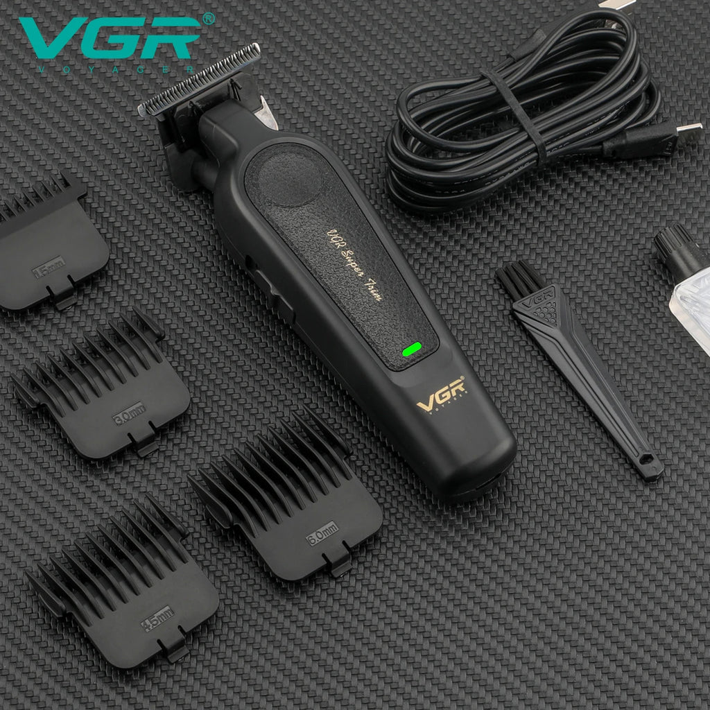 VGR V-995 Professional Hair Clipper for Men DLC T-Blade Low Noise Ceramic Blade Cordless Oil Head Hair Trimmer Finishing Machine