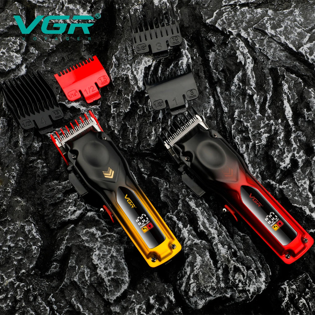VGR V-656 hair clipper gradient color body high-end hair trimmer intelligent LCD digital display high-speed electric push shear V 656