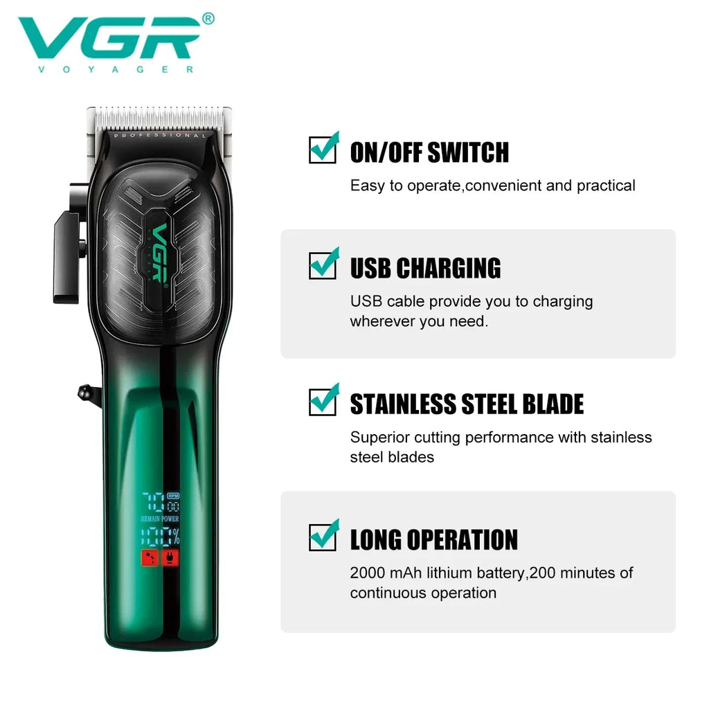 VGR Hair Trimmer Professional Hair Clipper Rechargeable Haircut Machine Adjustable Hair Clipper Electric Trimmer for Men V-654