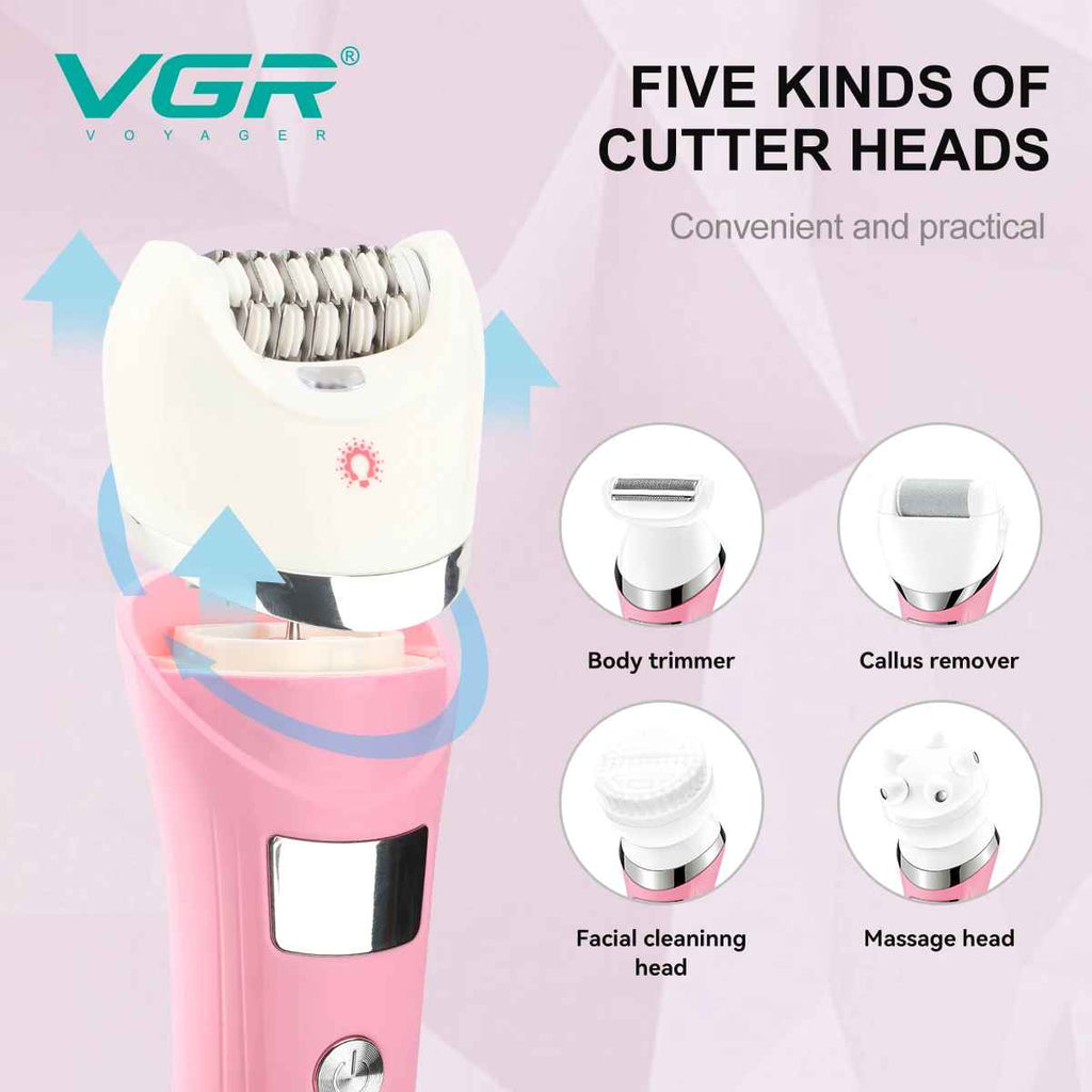 VGR V-759 5-in-1 Multi functional Hair Trimming Set Deep Cleaning Body Hair Removal Device Alloy Blade Hair Removal Device