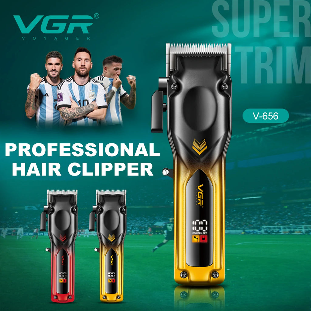 VGR V-656 hair clipper gradient color body high-end hair trimmer intelligent LCD digital display high-speed electric push shear V 656