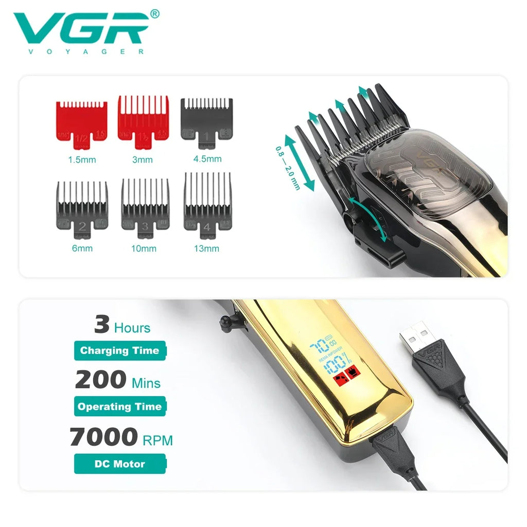 VGR Hair Trimmer Professional Hair Clipper Rechargeable Haircut Machine Adjustable Hair Clipper Electric Trimmer for Men V-654