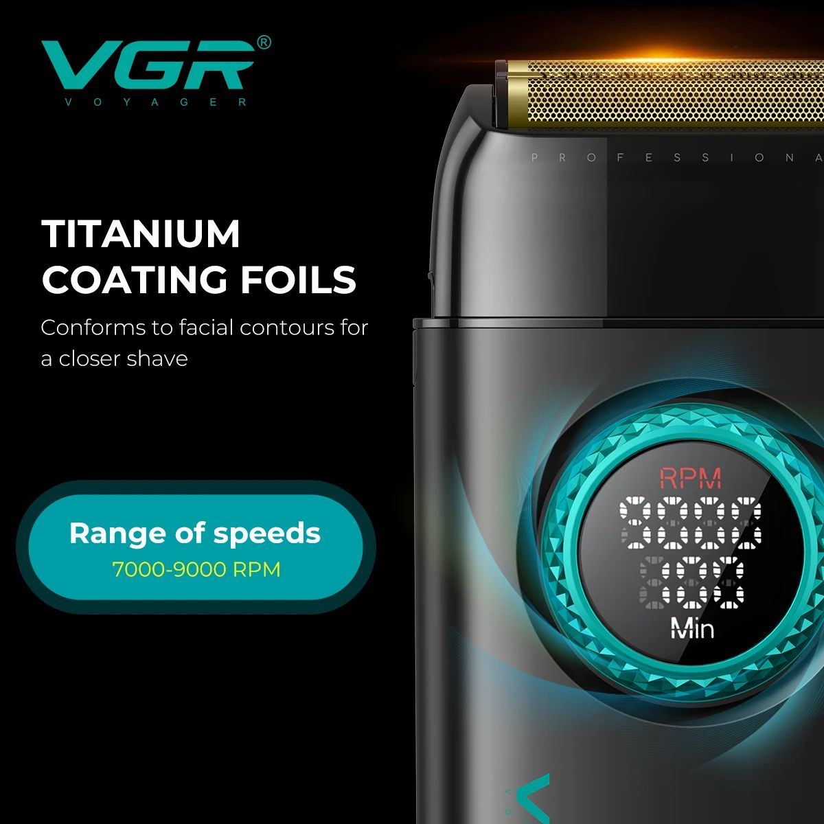 VGR Hair Trimmer Professional Electric Clipper Barber 9000 RPM Shaver BLDC Motor Hair Dryer Stepless Pro 4 In 1 Trimmer for Men