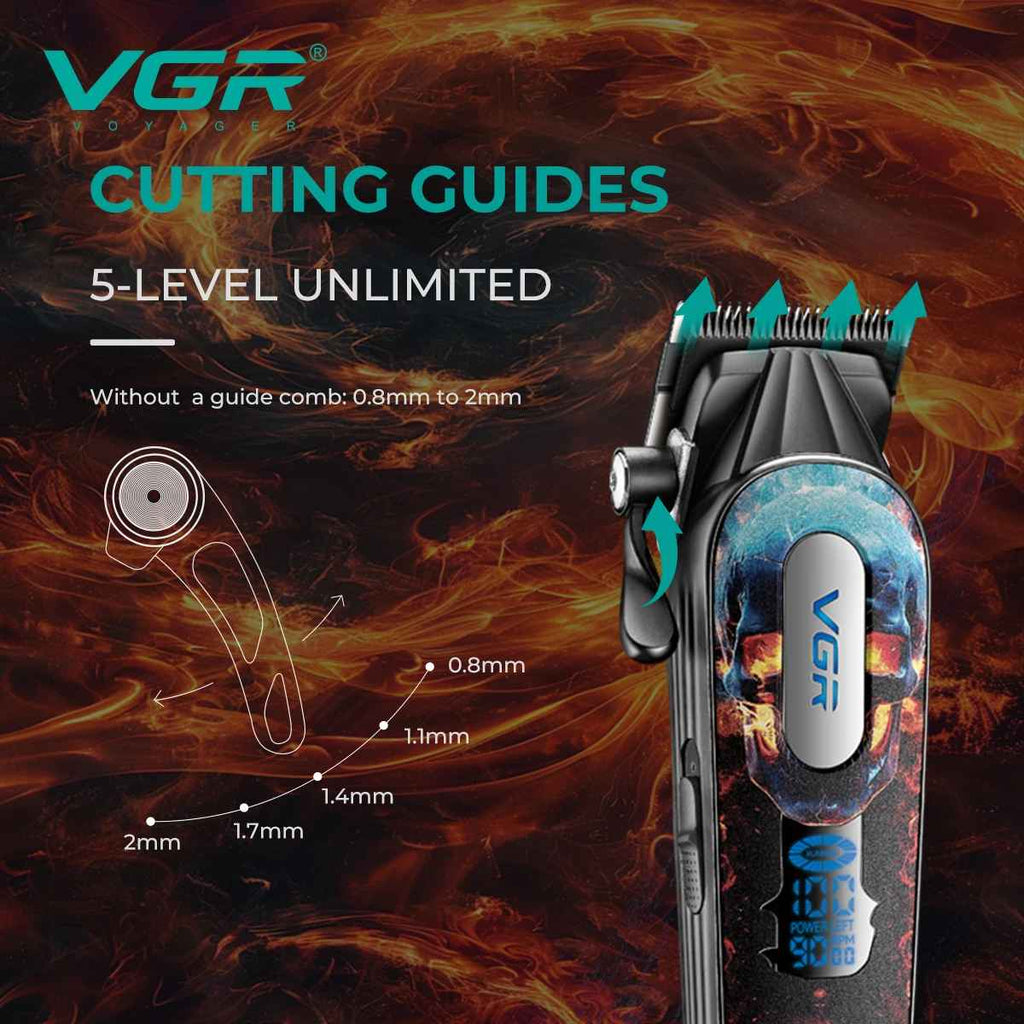 VGR Hair Clipper Professional Trimmer 9000 RPM Barber Hair Cutting Machine Rechargeable Trimmer Metal Clipper for Men V-279
