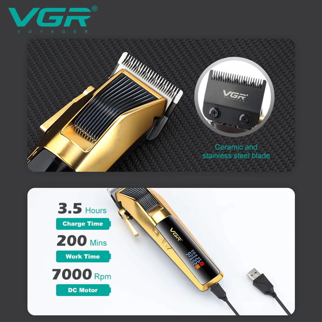 VGR Professional Trimmer Hair Clipper Cordless Hair Beard Trimmer Men's Electric Hair Trimmer Rechargeable Adjustable Set V-177 clipper shaver