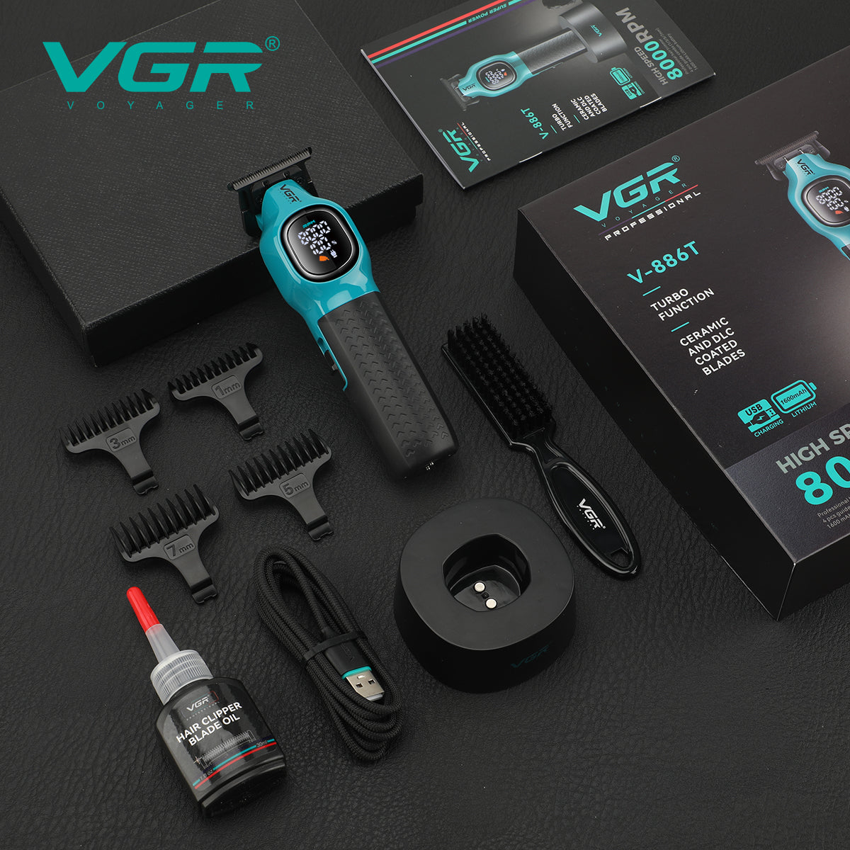 VGR V-886T Hair Trimmer Clippers Machine High Quality Hair Clippers Man Professional In A Box Rechargeable Haircut Machine 0 mm V 886T