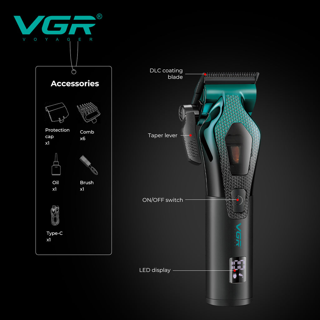 VGR Hair Clipper Professional Trimmer 8000 TO 11000 RPM Barber Hair Cutting Machine Rechargeable Trimmer Metal Clipper for Men V-271