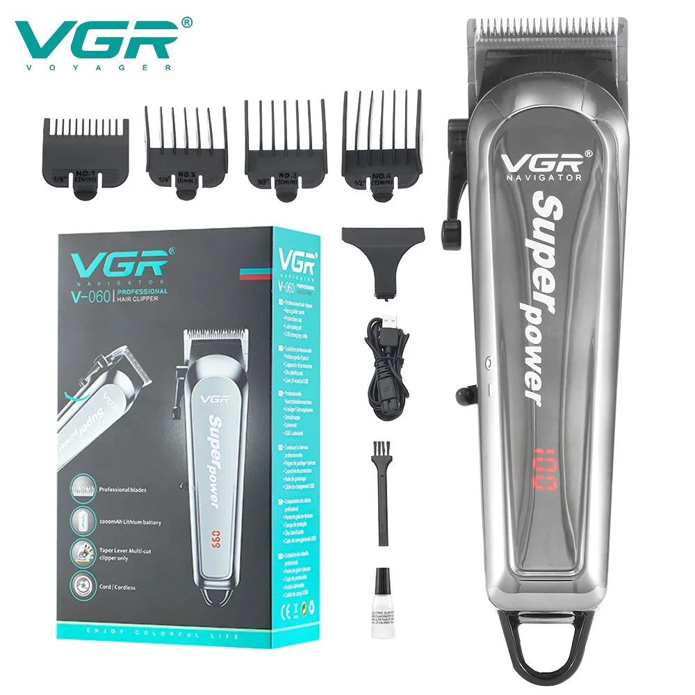 VGR 060 New Electric Hair Clipper Professional Personal Care Barber Limit Comb Household Trimmer For Men Clippers V-060