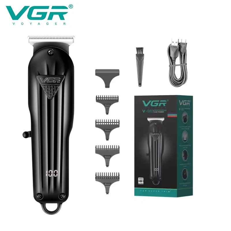 VGR V-982 Electric Hair Clipper Convenient Professional Oil Head Carving Electric Push Clipper LED Intelligent Digital Shaving M