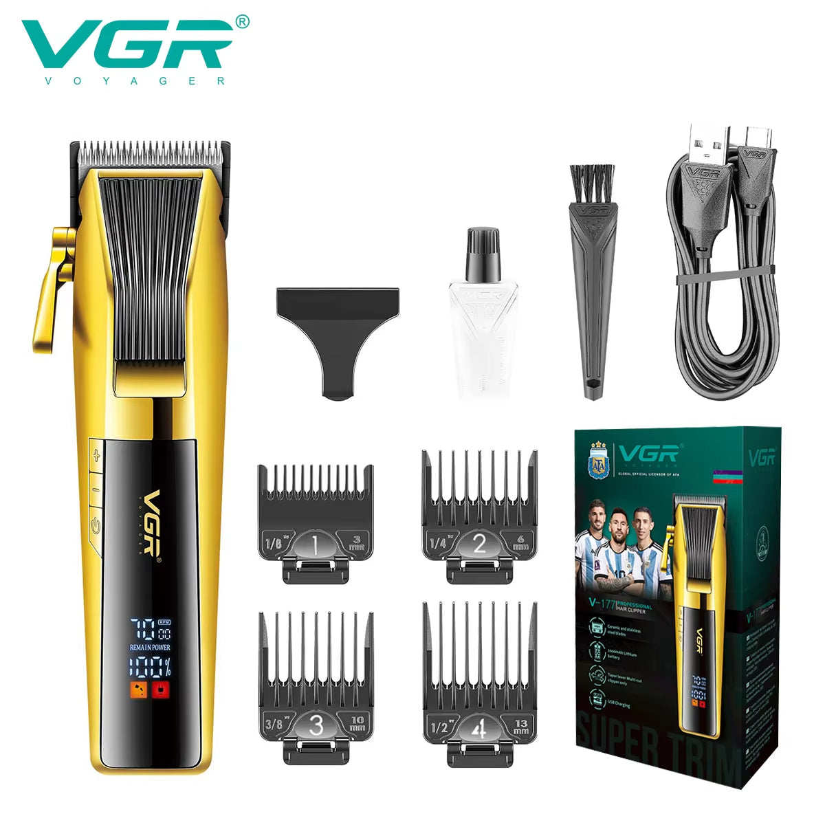 VGR Professional Trimmer Hair Clipper Cordless Hair Beard Trimmer Men's Electric Hair Trimmer Rechargeable Adjustable Set V-177 clipper shaver
