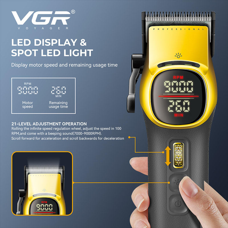 VGR V 885C Hair Cutter Machine Full Set Metal Haircut Machine Rechargeables Full Set Professional 9000 RPM Barber Clipper Sets V-885C HAIR TRIMMER & HAIR CLIPPER