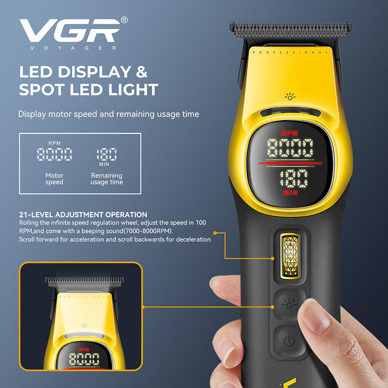 VGR V-886T Hair Trimmer Clippers Machine High Quality Hair Clippers Man Professional In A Box Rechargeable Haircut Machine 0 mm V 886T